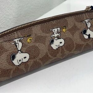 Brown Coach Snoopy Pencil Case